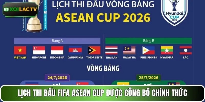 Lịch thi đấu FIFA Asean Cup được công bố chính thức